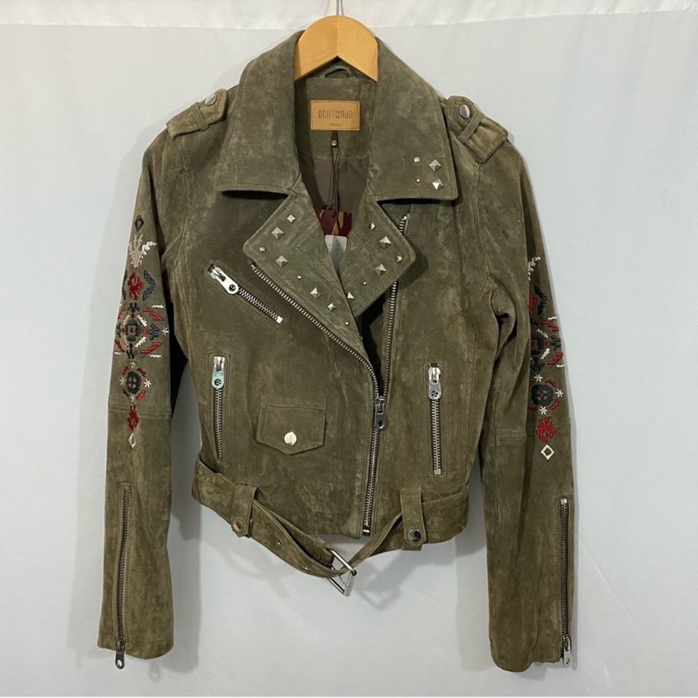 Driftwood embroidered leather suede motorcycle jacket boho western NWT RTL $268 - Picture 5 of 12